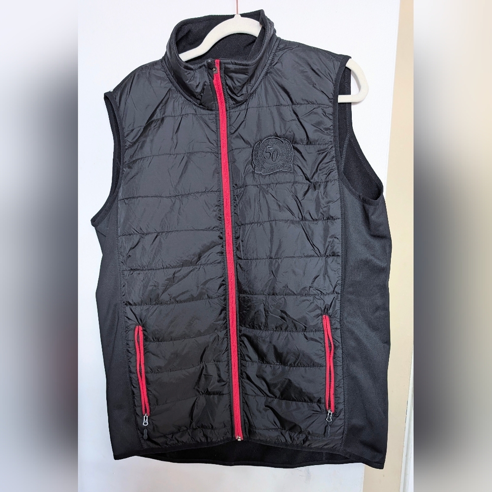 Biz Collection Men's Black Quilted Vest with Red Accents Size L